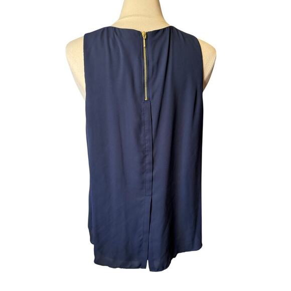 41 Hawthorn Benni Navy Blue and Pink Floral Sleeveless Floral Blouse XL Flowy - Picture 4 of 8